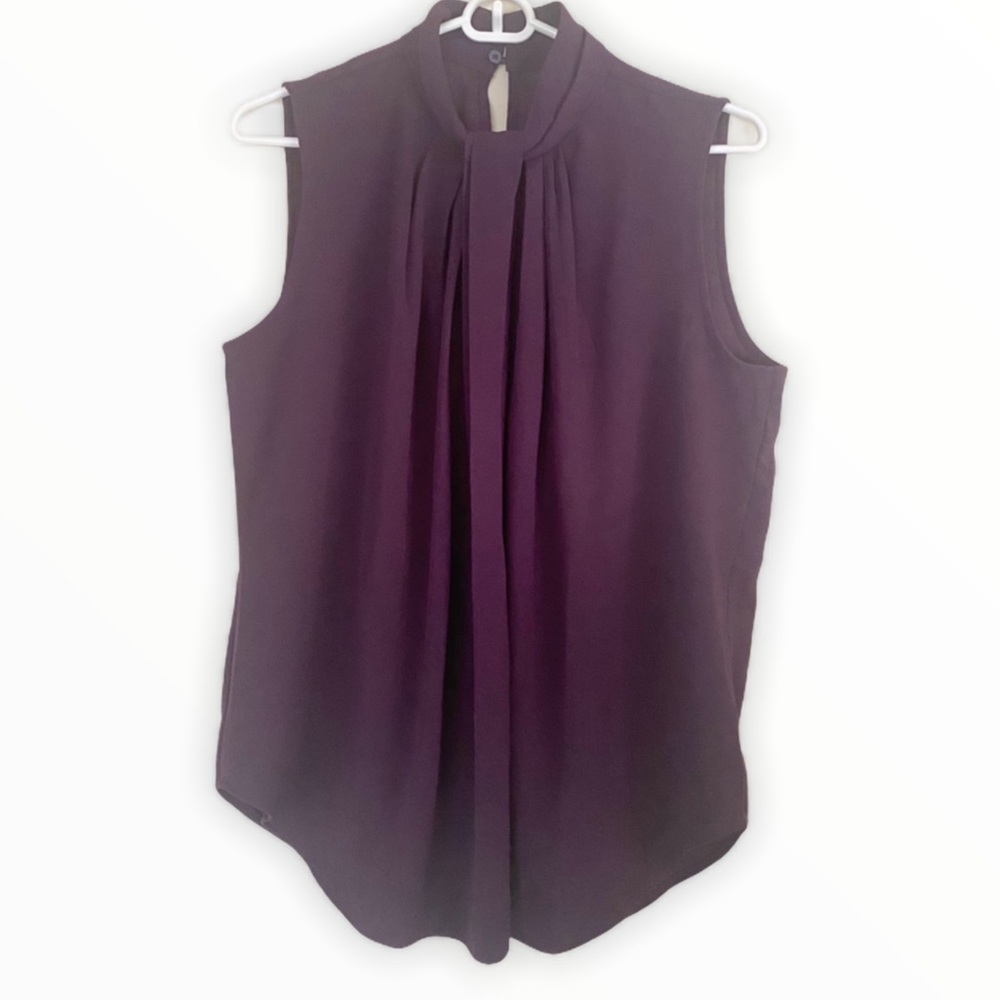 Ann Taylor Purple Sleeveless Pleated Blouse